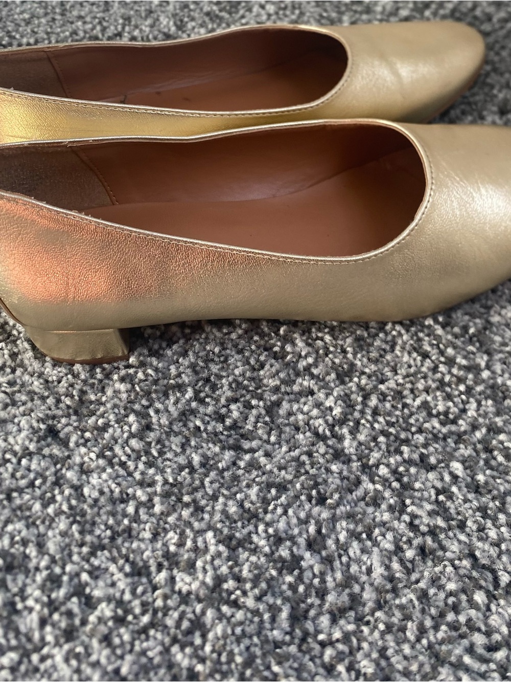 H&M Metallic Gold Low Block Heel Pumps